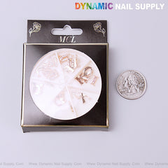 26pcs Rose Gold with AB Rhinestone Letter Initial Nail Charms Alphabet A to Z Letters