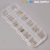 24 pcs Gold with Silver Rhinestone Zodiac Sign Charms Twelve Constellation Gems - Nail Art DIY Design Accessories