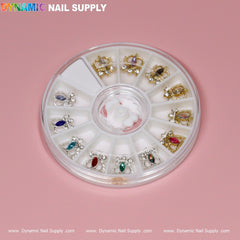 12 pcs Gold Luxury Crown / Heart / Swing Shape Nail Charms