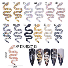 10 pcs of Snake Shape Charms for Nails Art Design (Smaller version)