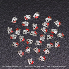 (Red) 30 pcs Metal Hell0 Kitty Design Nail Charms (zircon alloy charm)