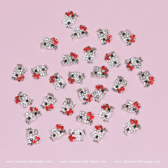 (Red) 30 pcs Metal Hell0 Kitty Design Nail Charms (zircon alloy charm)