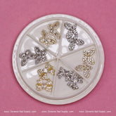 (Gold) 12 pcs Unique Butterfly Rhinestone Charm for Nails Art Designer
