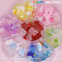 Colorful 3D Mix-shapes charms (Resin flower, roses, bear, heart, snake) for Spring Nails Art design
