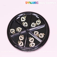 12 pcs Heart Shaped Dangles Charms for Nails designer