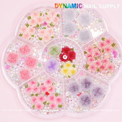 40 pcs White and Pink 3D 5D Rose Flower Charm with pearls Accessories for Valentine Nails Art Design