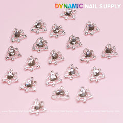 20 pcs Silver Heart Charm (Crystal heart Rhinestone) for Valentine Nails Design