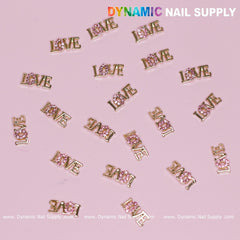 20 pcs Cute Letters Love Word Nail Charms ( letter O is engraved by small purple stones)