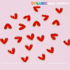 20 pcs Heart Charm with Golden Borders for Valentine Nails Design