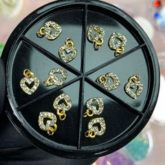 12 pcs Heart Shaped Dangles Charms for Nails designer