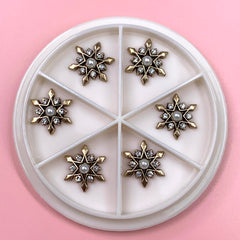 Antique Star Flowers Snowflake Charm for Nails Art Designer
