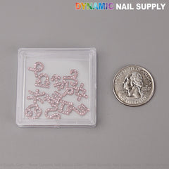 12 pcs Pink with Pink Rhinestone Zodiac Sign Charms Twelve Constellation Gems - Nail Art DIY Design Accessories