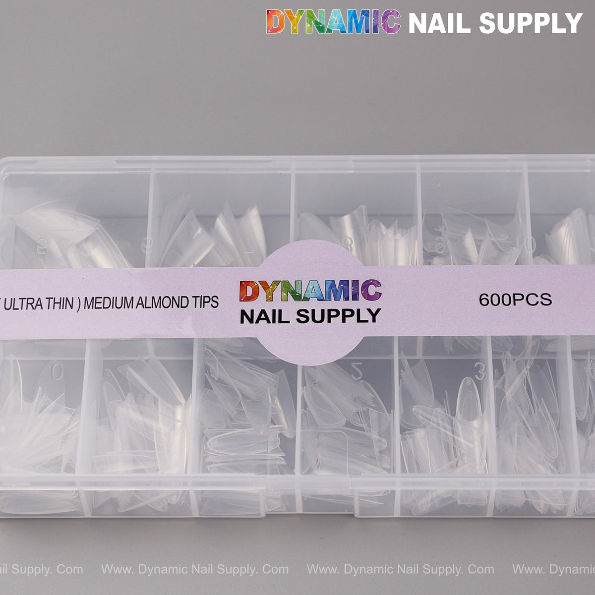 (Ultra Thin) Medium Almond Extension Nail Tips - Half Cover - 600pcs - 12 sizes
