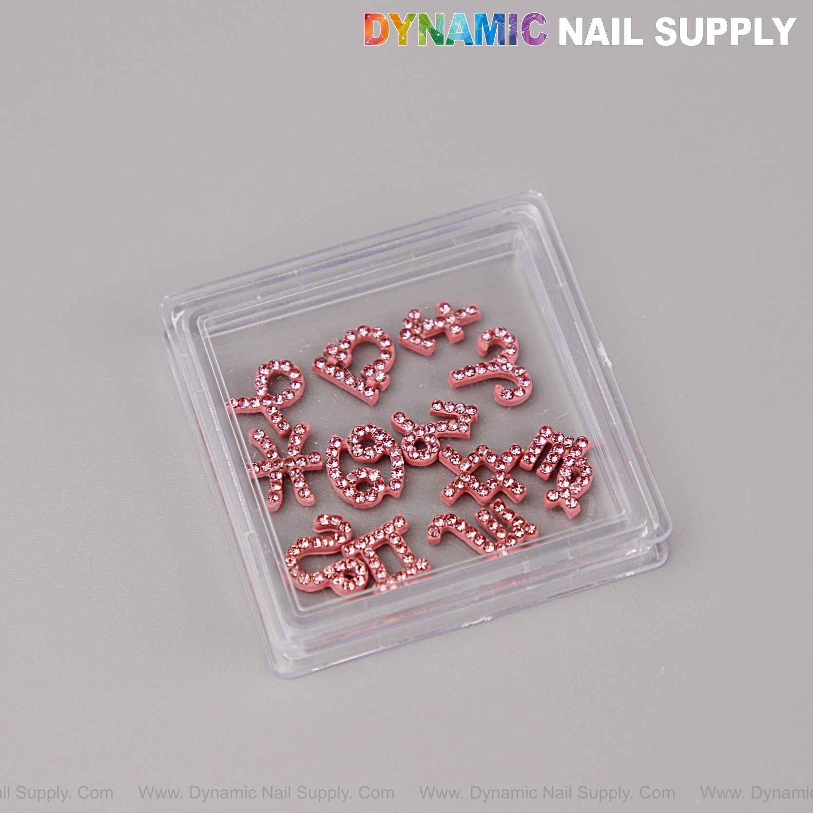 12 pcs Pink with Pink Rhinestone Zodiac Sign Charms Twelve Constellation Gems - Nail Art DIY Design Accessories