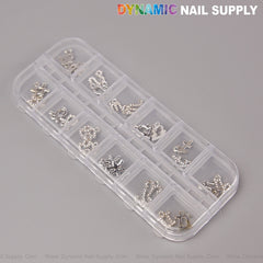24 pcs Silver with Silver Rhinestone Zodiac Sign Charms Twelve Constellation Gems - Nail Art DIY Design Accessories