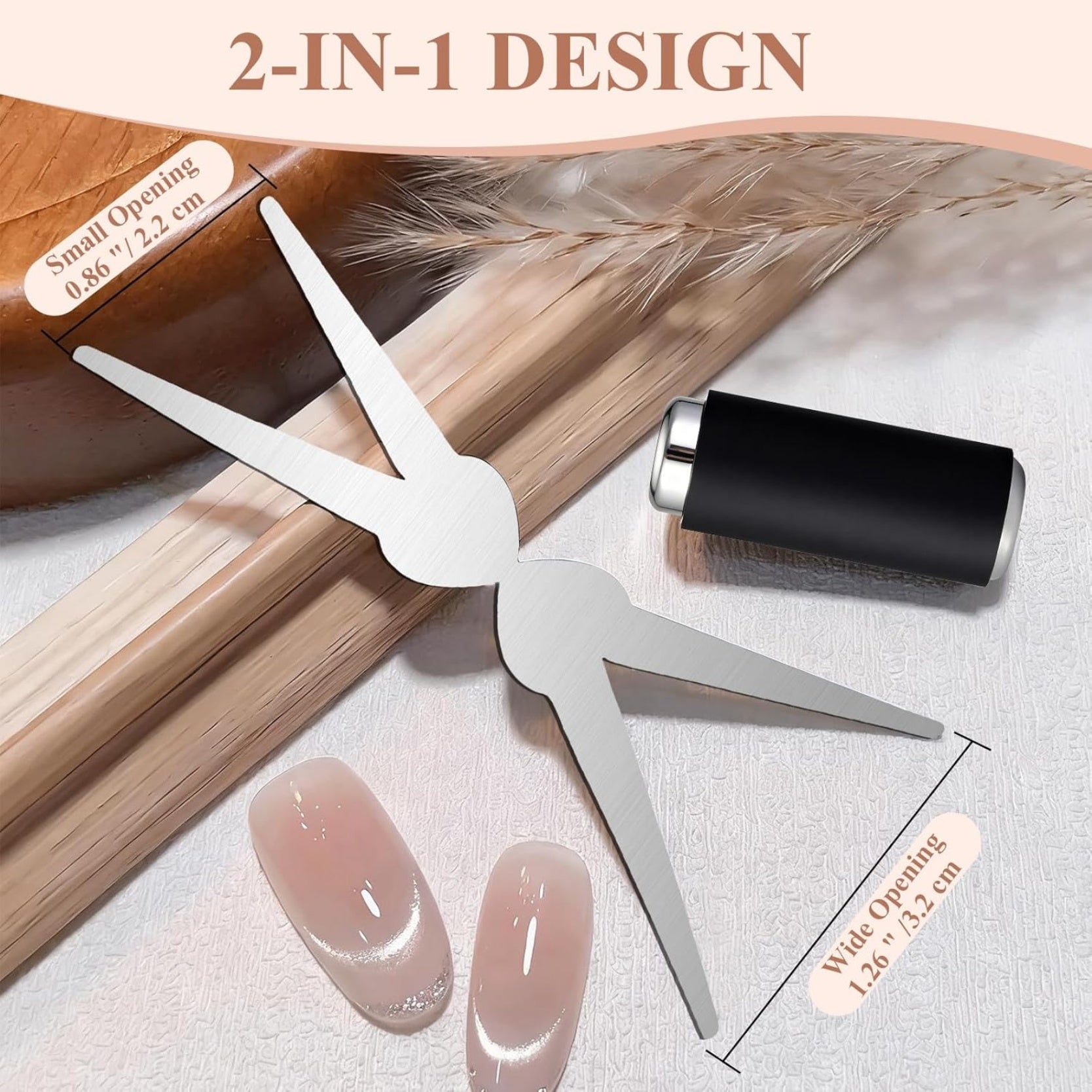Cat Eye Magnet for Nails, Double Head French Cat-Eye Magnet Tool with Scissor Plate & Matte Cylinder (Magnet Only, No Gel Included)