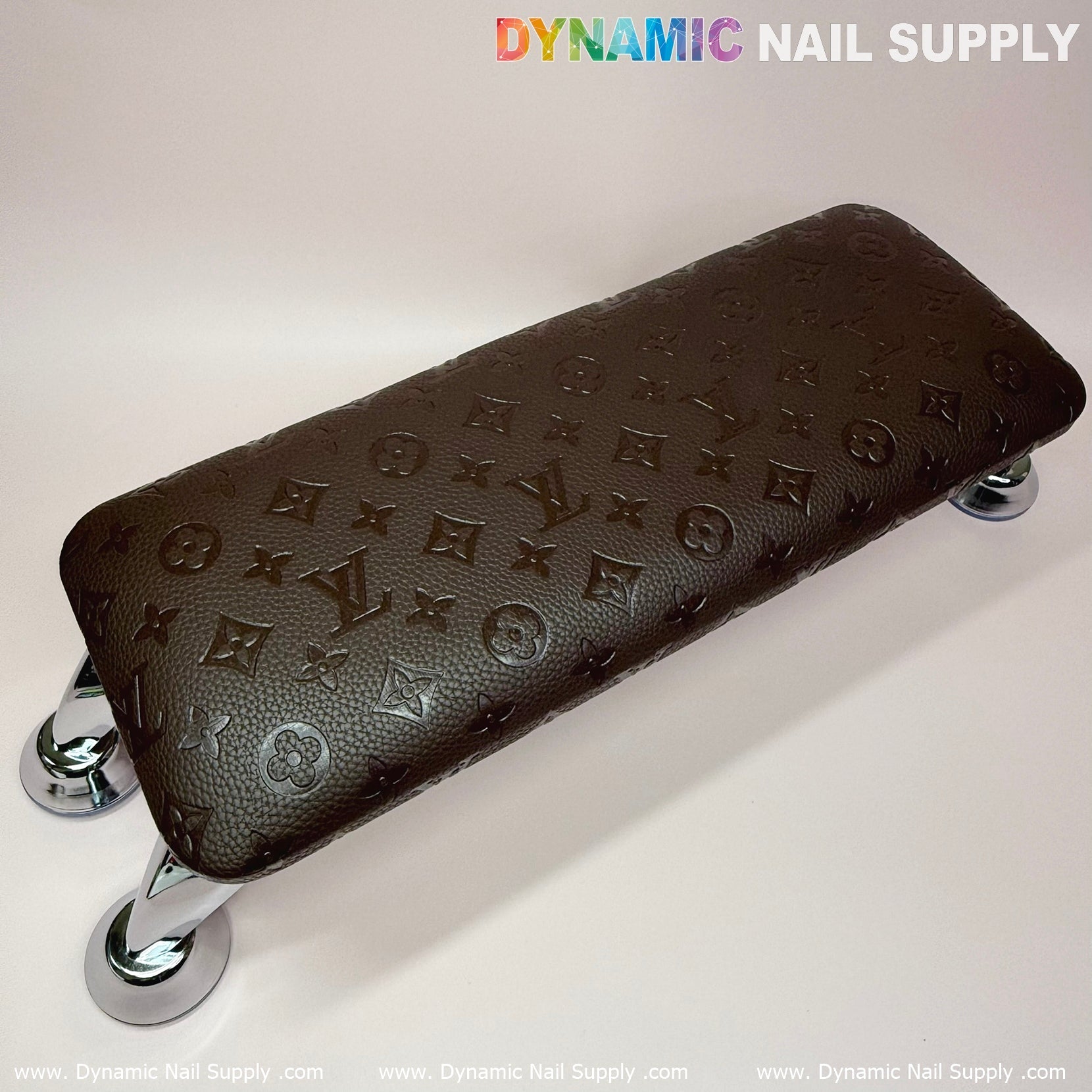 (Brown LV Pattern) Leather ArmRest with Pillow Cushion for Manicure Pedicure (Reposabrazos Para Manicura)