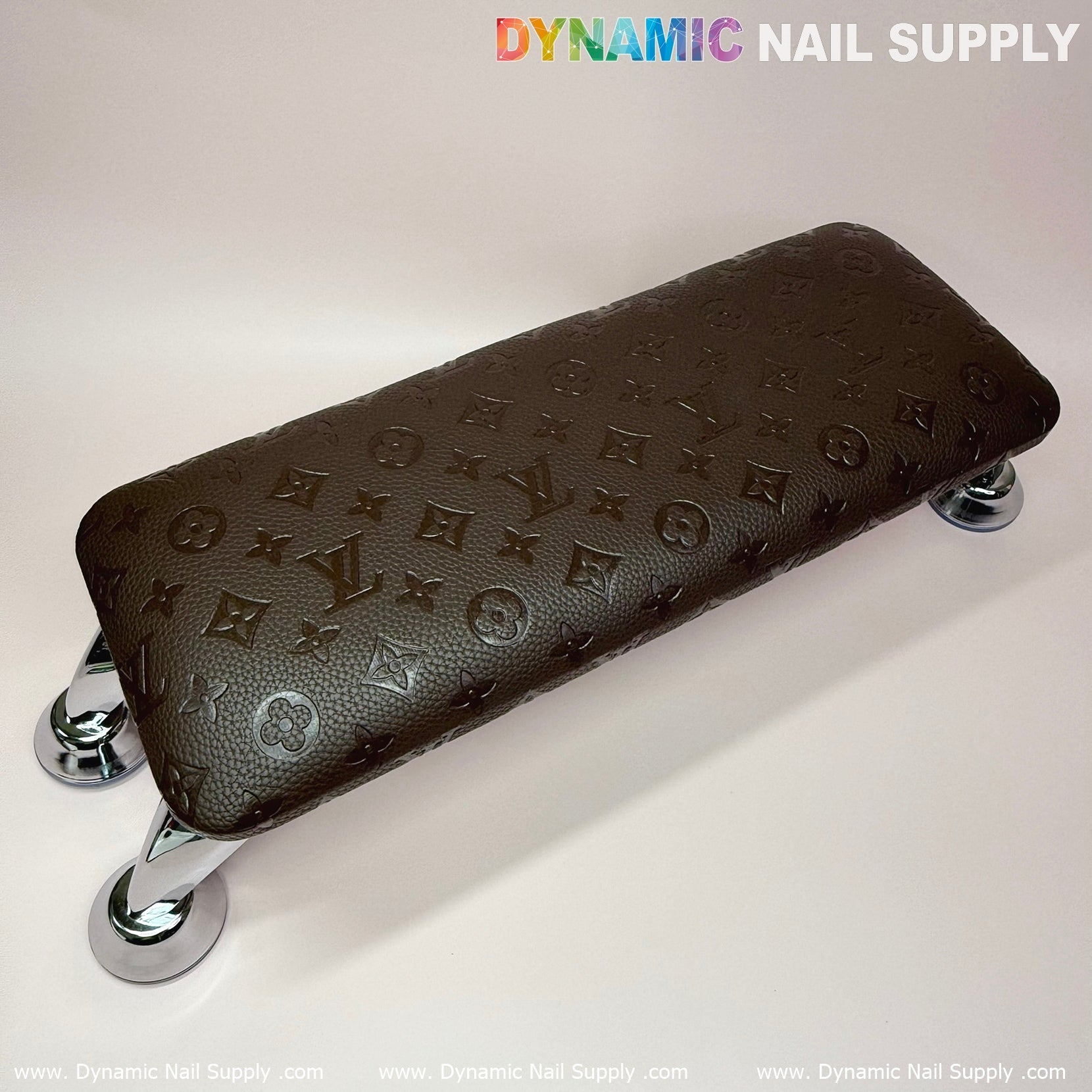 (Brown LV Pattern) Leather ArmRest with Pillow Cushion for Manicure Pedicure (Reposabrazos Para Manicura)