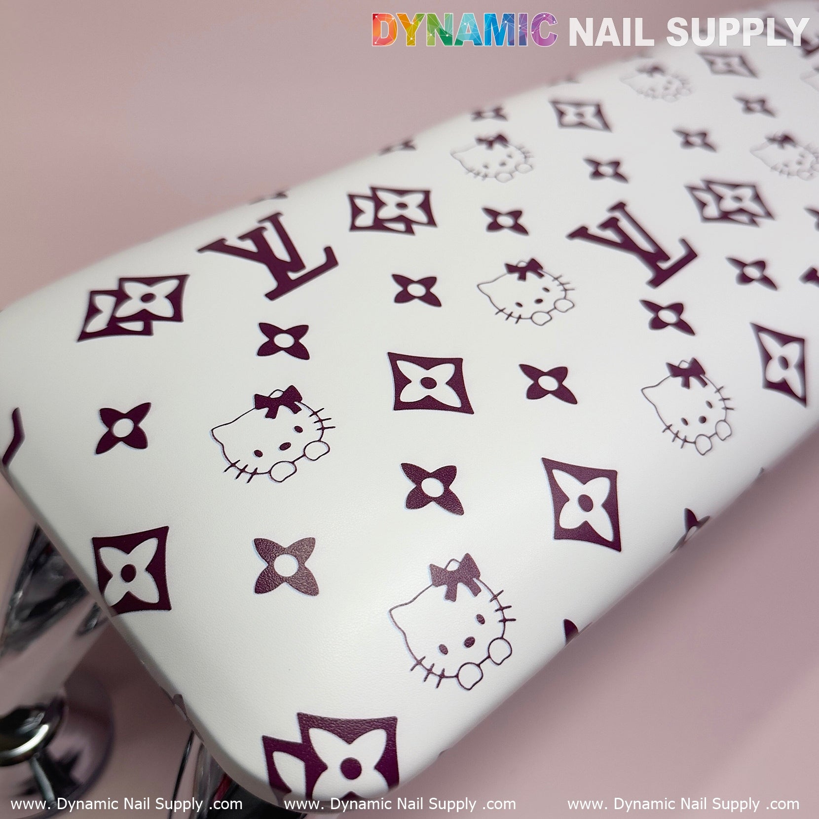 (Dark Pink Hell0Kitty+LV) Leather Armrest Cushion Pillow for Pedicure Manicure (Reposabrazos Para Manicura)
