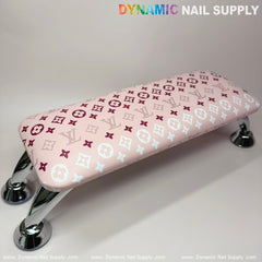(Pink White LV Pattern) Leather Cushion Armrest with Pillow for Manicure Pedicure (Reposabrazos Para Manicura)
