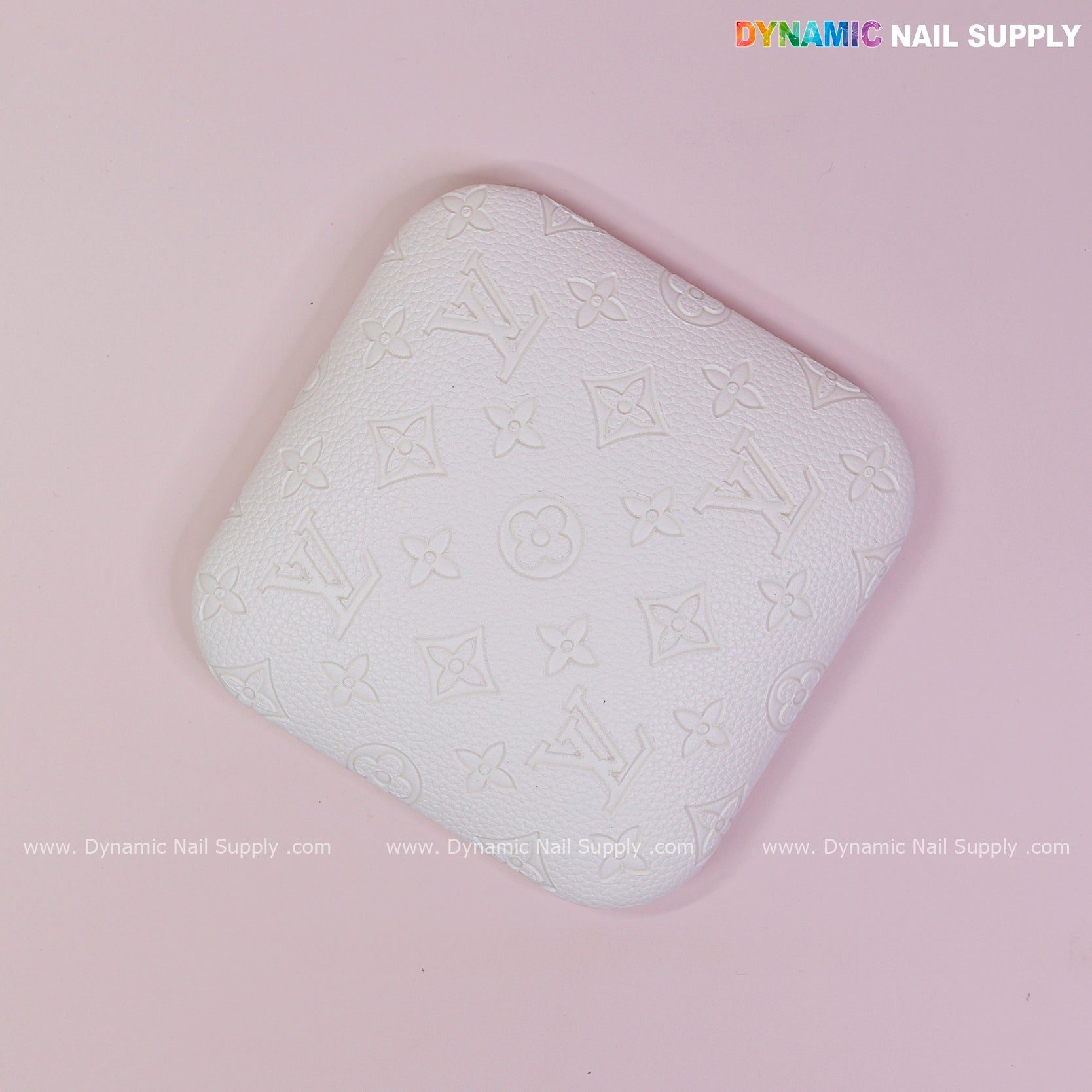 (White LV Engrave - Grain) Elbow Rest Pad for Nail Tech : PU Leather, Built for Long Hours Usage