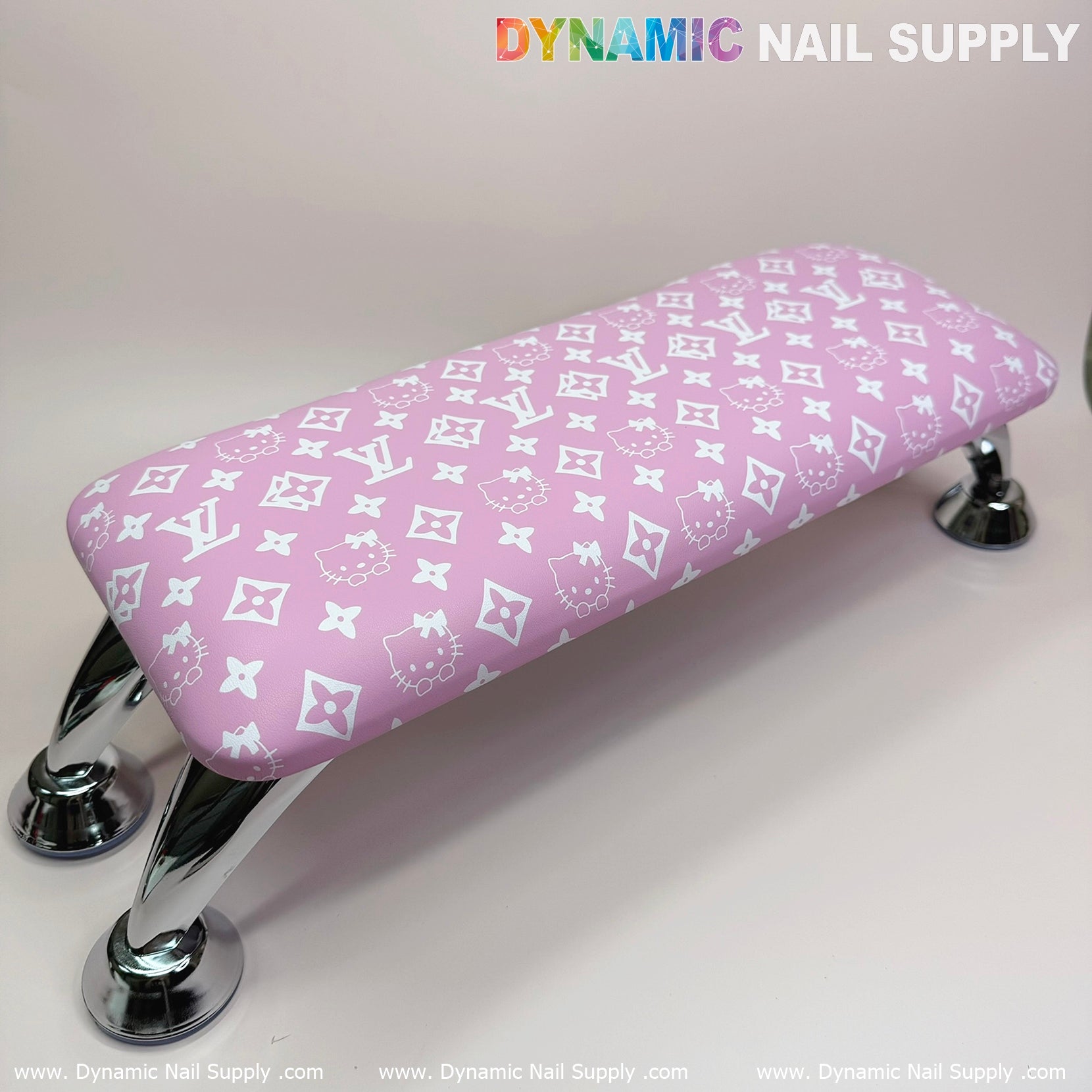 (Pink Hell0 Kitty LV) Nails Pillow ArmRest with Leather Cushion for Manicure Pedicure (Reposabrazos Para Manicura)