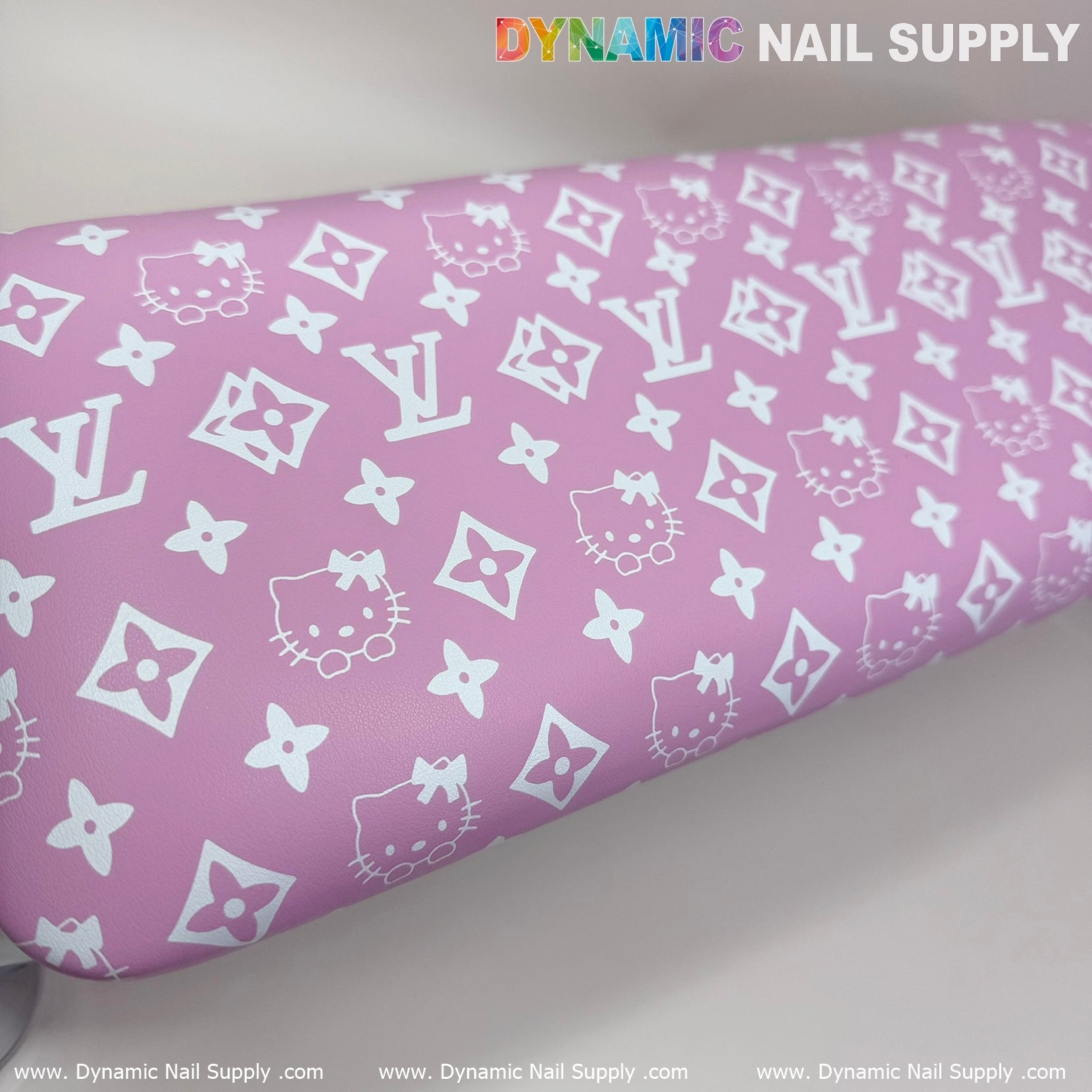 (Pink Hell0 Kitty LV) Nails Pillow ArmRest with Leather Cushion for Manicure Pedicure (Reposabrazos Para Manicura)