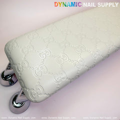 (White GC embossed) Armrest with Leather Cushion Pillow for Pedicure Manicure (Reposabrazos Para Manicura)