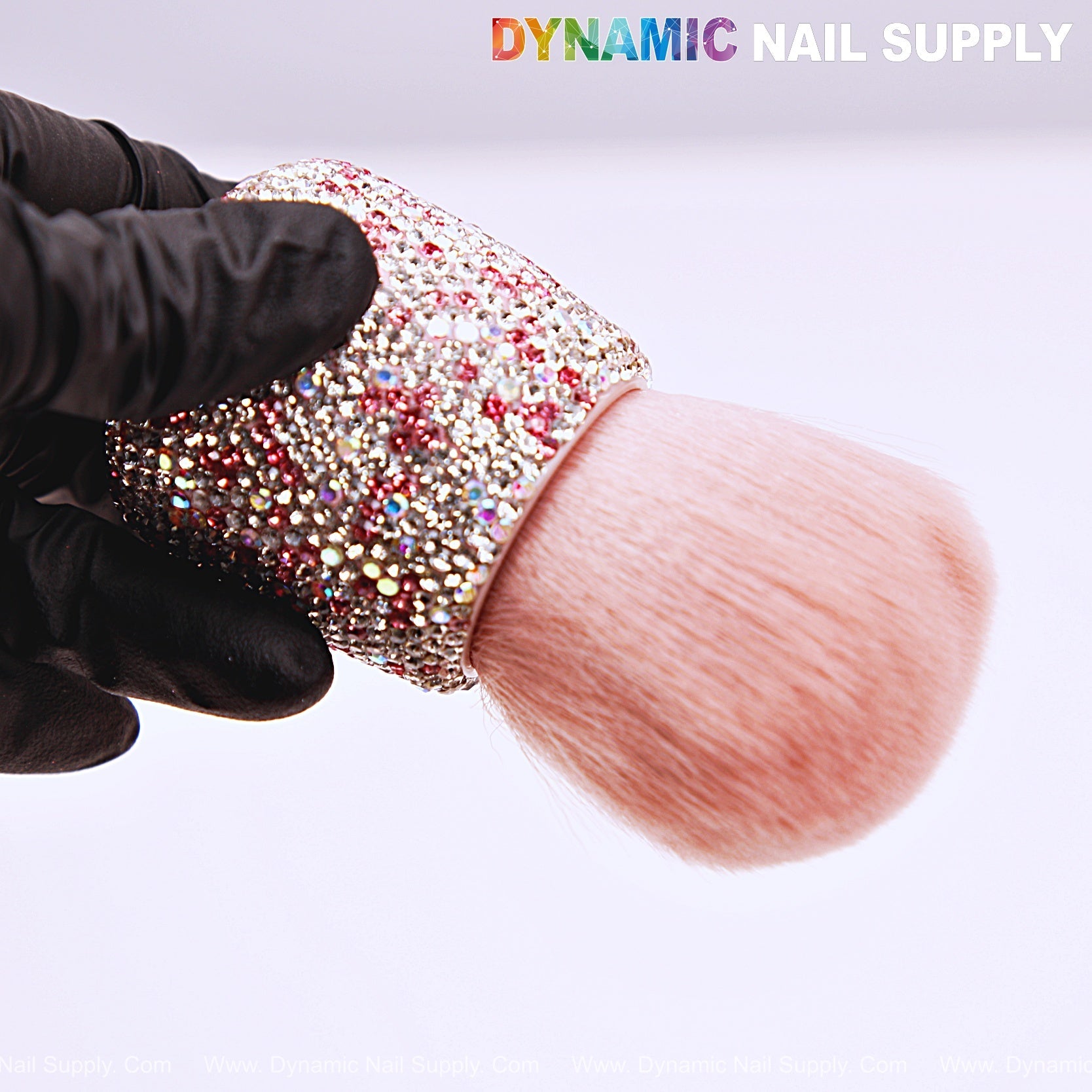 AB-Pink Rhinestone Small Dust Brush for Cleaning Up - Cleaning Tool For Acrylic Nails Powder Remover
