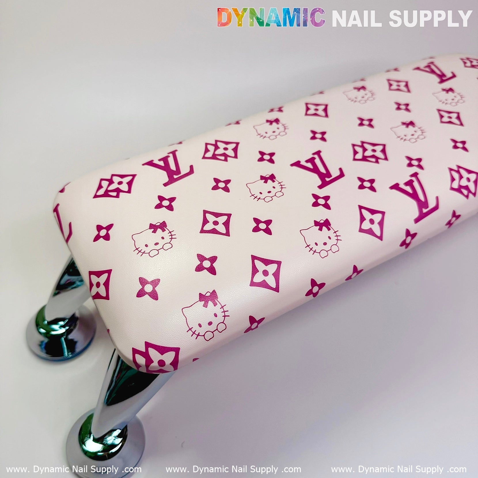 (Cute Pink Kitty LV) Leather Armrest with Cushion Pillow for Pedicure Manicure (Reposabrazos Para Manicura)
