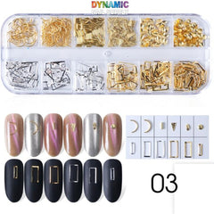 3D Hollow Metal Frame Sequins for Nail Art Design - Part 3 - 12 grids / per box