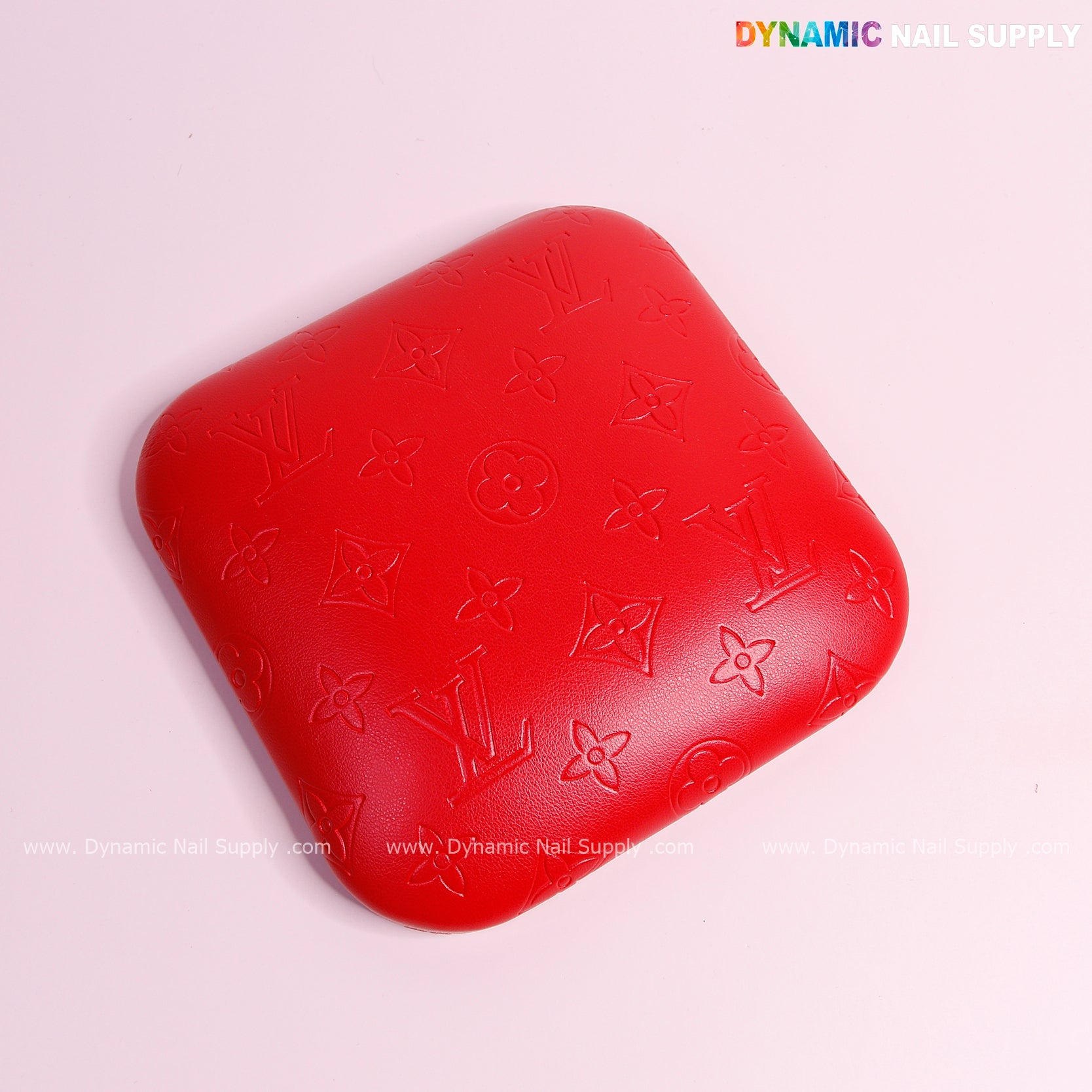 (Red LV Engrave) Elbow Pad for Nail Tech : Soft Pu Leather, Supportive, Built for Long Hours
