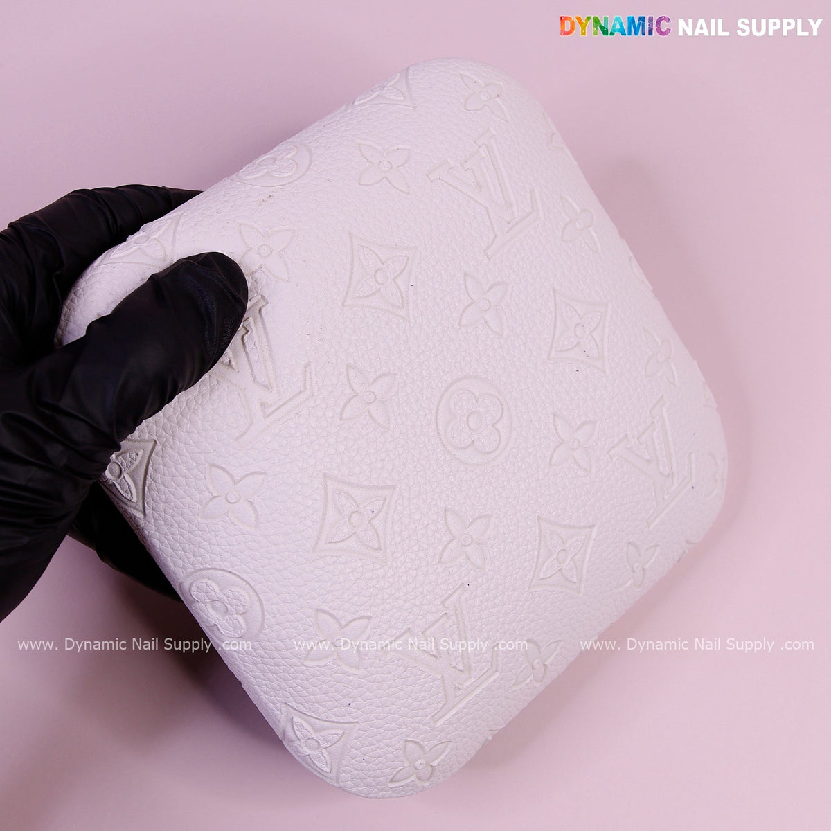 (White LV Engrave - Grain) Elbow Rest Pad for Nail Tech : PU Leather, Built for Long Hours Usage