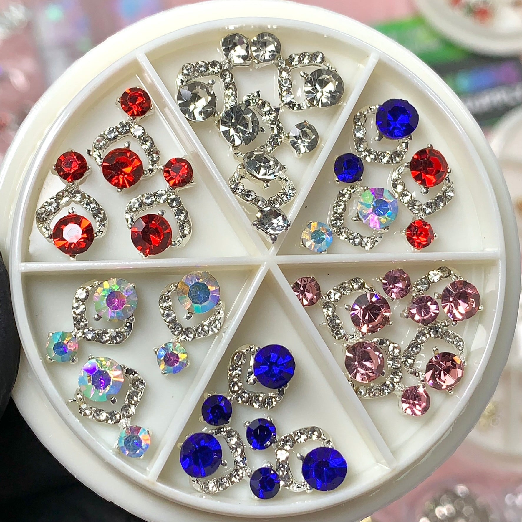 20 pcs Luxury 3D Nail Charms for Christmas design nails (Red, Blue, Pink, AB, Silver)