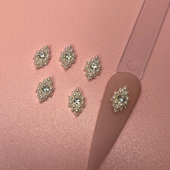 6 pcs Rhombus shape Charm for Nails Art Design (Pearls Engraved)