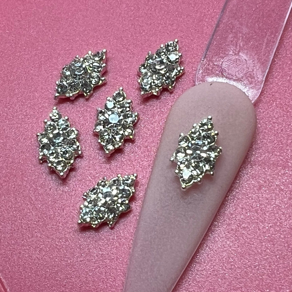 6 pcs Rhombus shape Charm for Nails Art Design (Rhinestones Engraved)