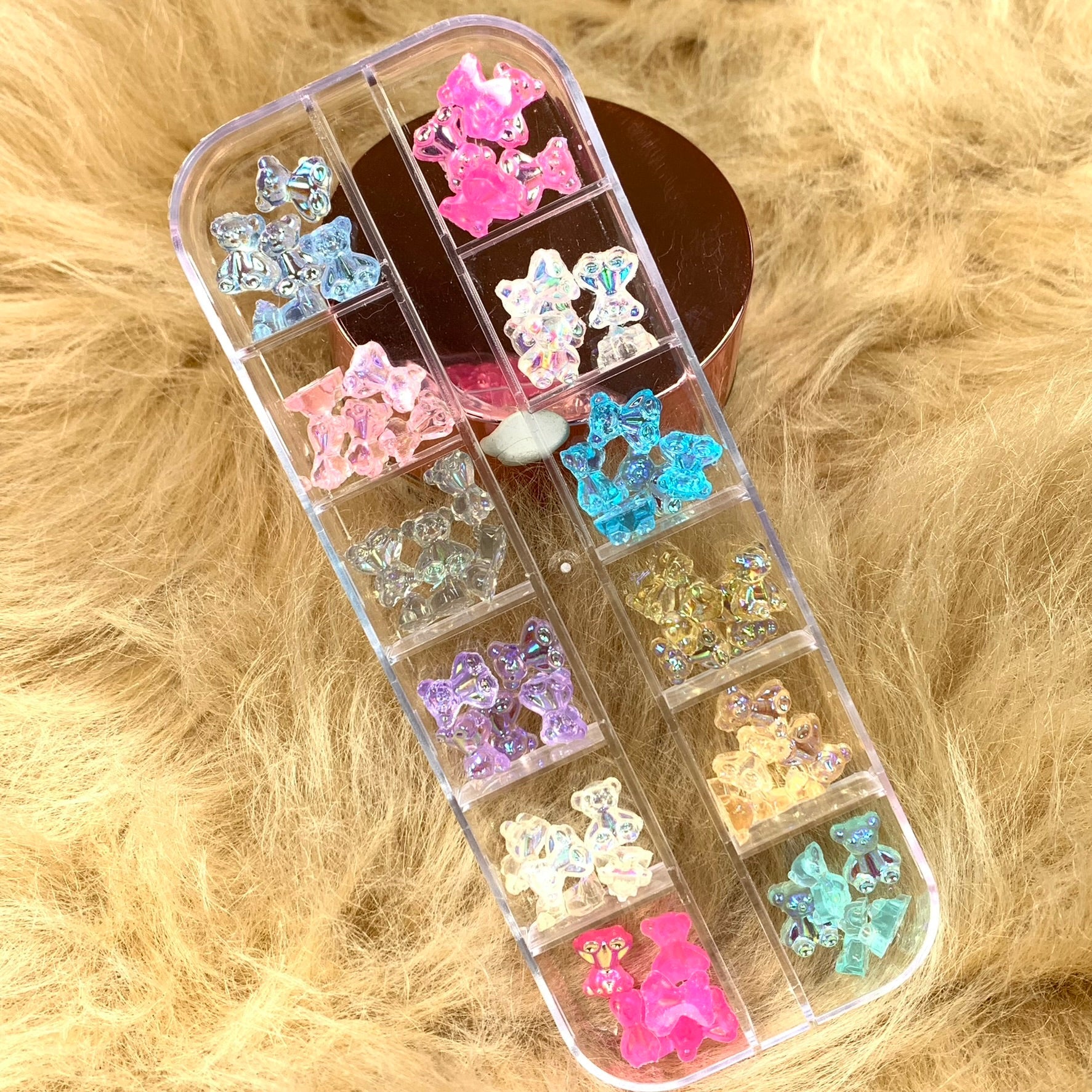 36pcs Colorful Iridescent Resin Gummy Teddy Bear charms for nails art design