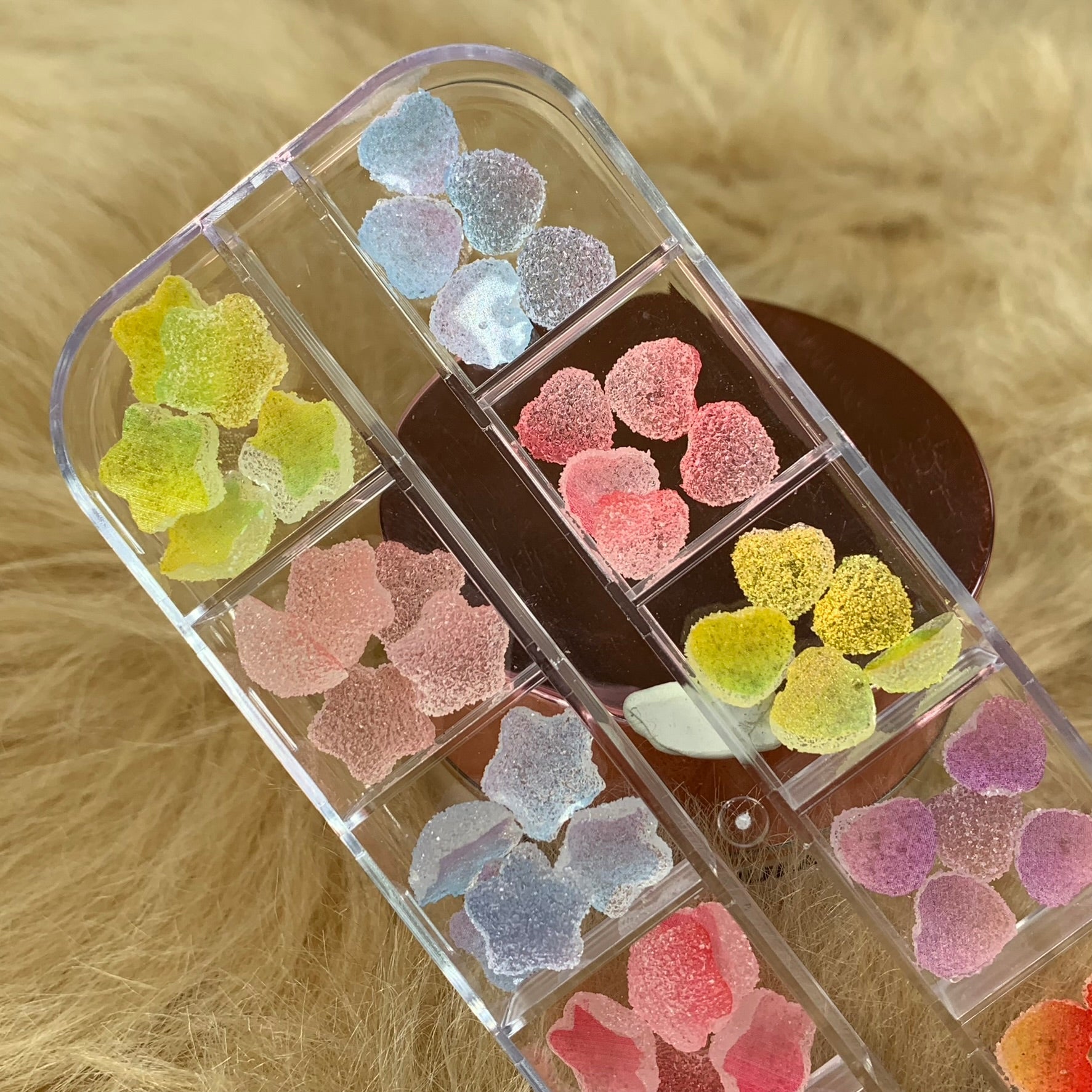 48pcs Star and Heart shape Gummy sugar Charms for Nails art design