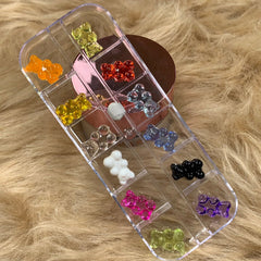 12 pcs Colorful Transparent Resin Gummy Teddy Bear charms for nails art design