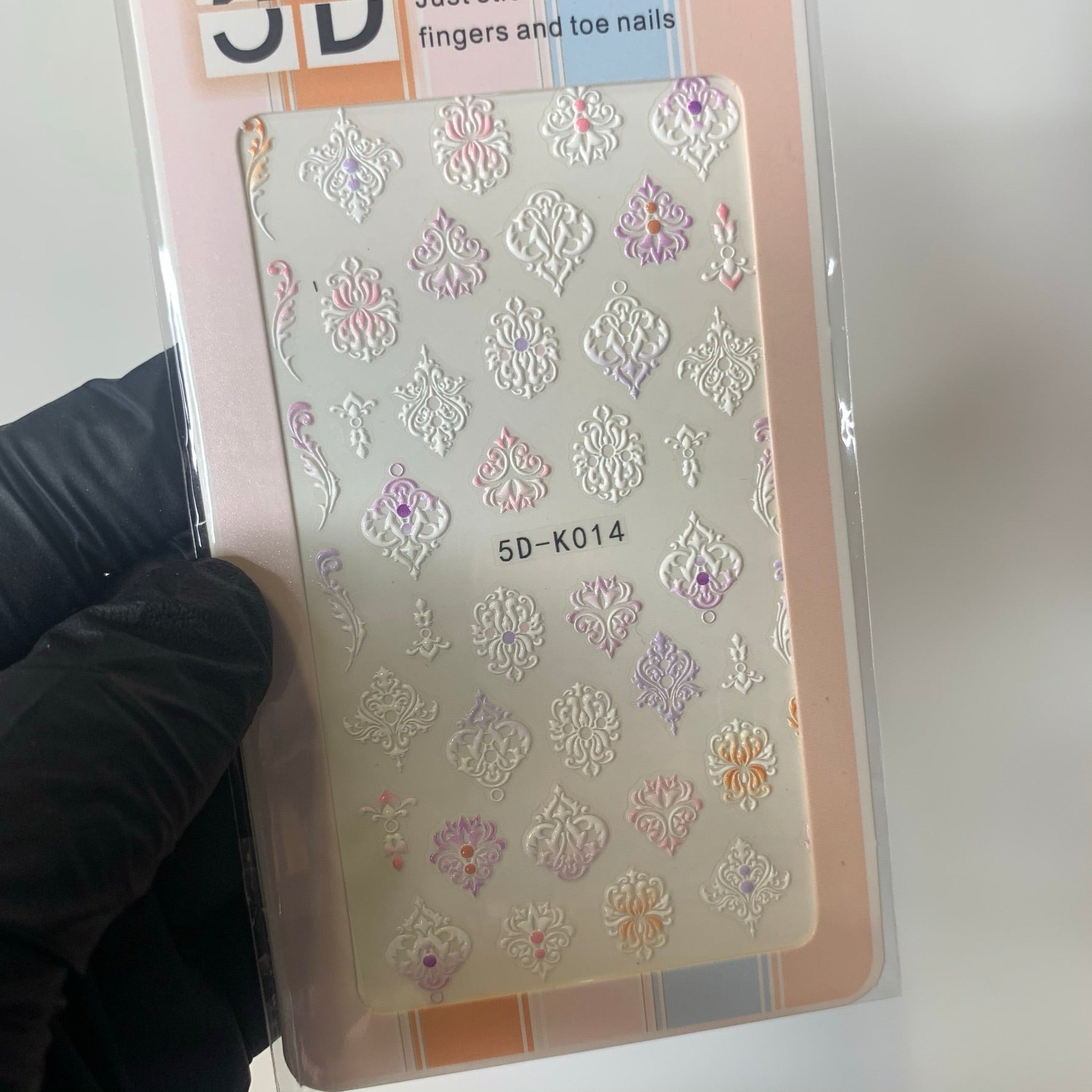 3D white flower and pattern stickers for spring season (Stickers for nails art design)