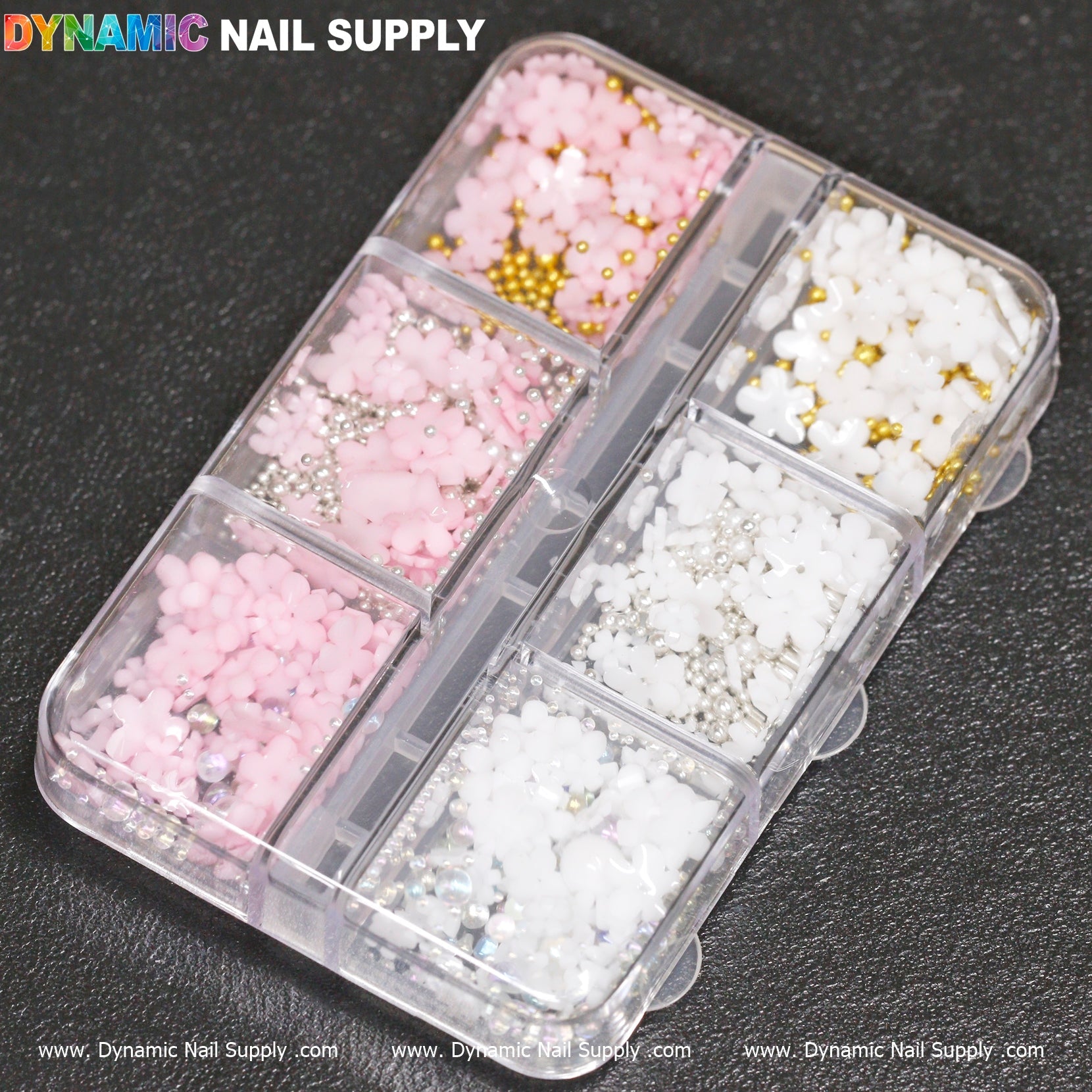 (White and pink) 3D resin Flowers for Nails Art design