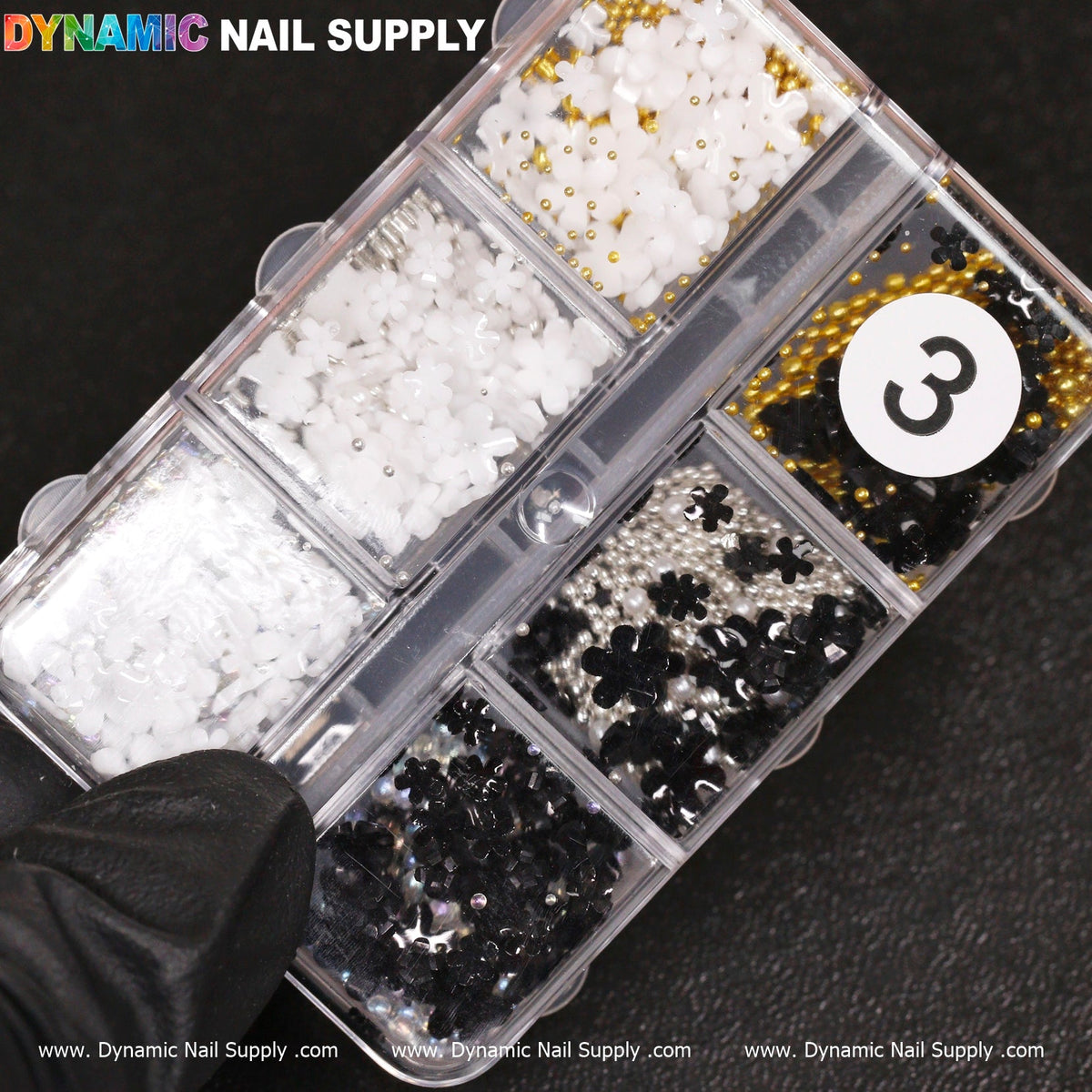 (Black and White) 3D resin Flowers for Nails Art design