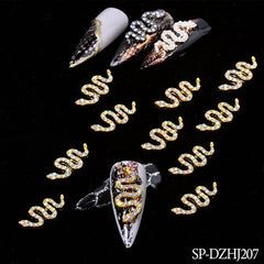 10 pcs of Snake Shape Charms for Nails Art Design (Smaller version)