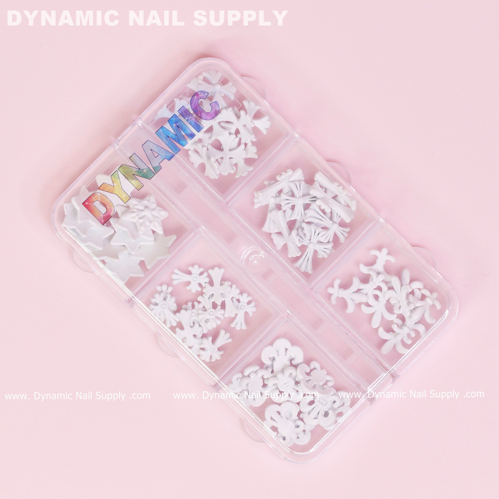 60 pcs Matte White Chrome Heart Charms (Antique Crosses) for Nails Art design
