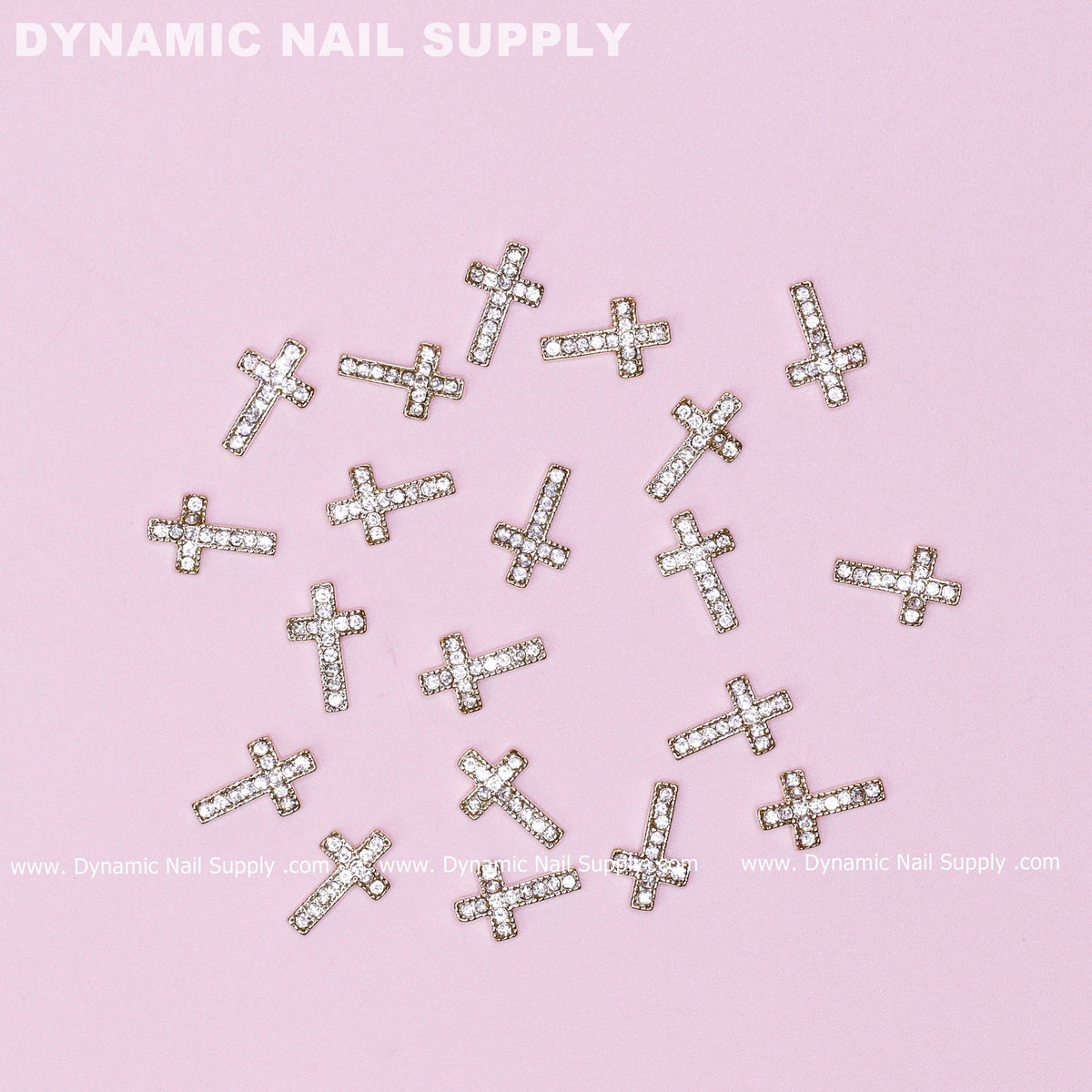 20 pcs Gold Crosses Charm (with rhinestones engraved) for Nails Art Design