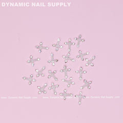 20 pcs Silver Crosses (with white Pearls engraved) for Nails Art Design