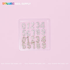 20 pcs Gold and Silver 3D Number Charm with Rhinestone (0 to 9)