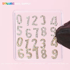 20 pcs Gold and Silver 3D Number Charm with Rhinestone (0 to 9)