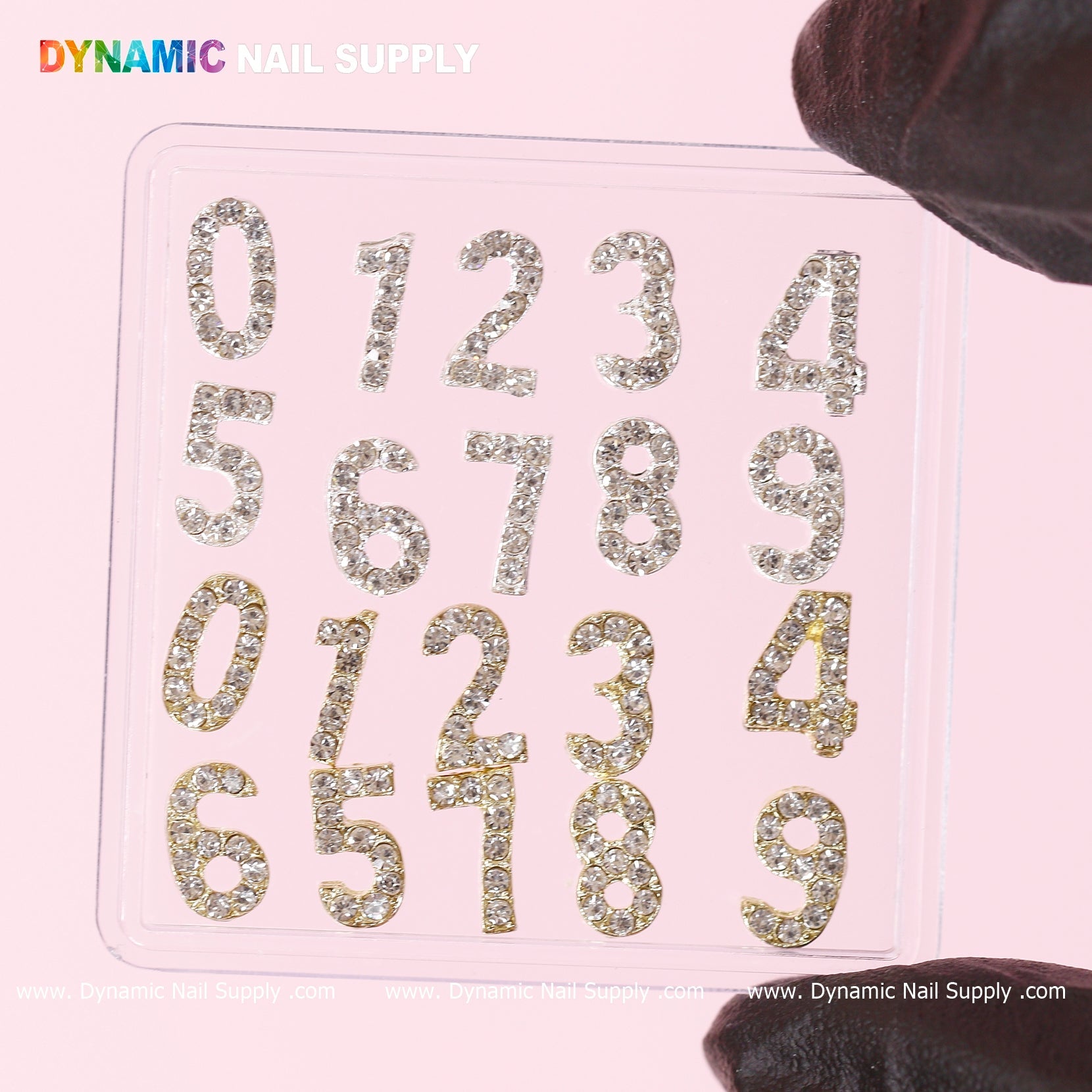 20 pcs Gold and Silver 3D Number Charm with Rhinestone (0 to 9)