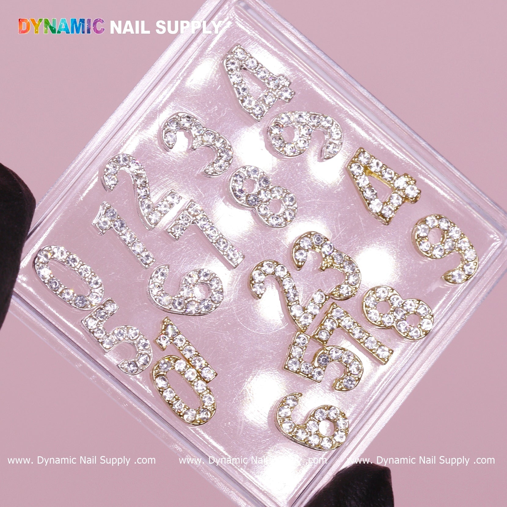 20 pcs Gold and Silver 3D Number Charm with Rhinestone (0 to 9)